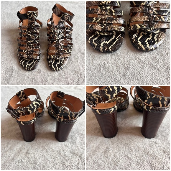 Vionic Sami Heeled Gladiator Ankle Strap Boa Snake Print Leather Sandal Sz 9.5 - Picture 4 of 13